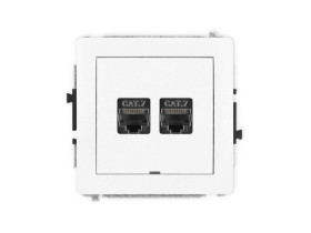 DECO Gniazdo komputerowe podwójne 2xRJ45 kat.7 ekranowane 8-stykowy bez p.opis. biały DGKBO-10 KARLIK