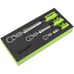 Sealey S01297 Siegen Extendable Flexi-Head Ratchet Wrench Set 3pc