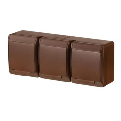 HERMES Gniazdo potrójne z/u 3x2P+Z schuko IP44 brązowy 0326-06