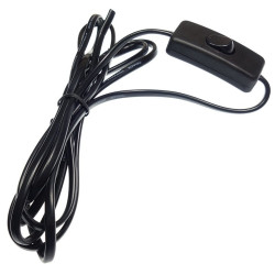 Kabel zasil. 2,2m z wyłącznikiem czarny 2x0,75mm2 2A/250V