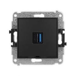ICON Mechamizm gniazda pojedynczego USB A-A 3.0, bez pola opisowego czarny mat 12IGUSBBO-5
