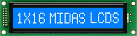 Wyświetlacz monochromatyczny LCD, , Alfanumeryczny, Midas