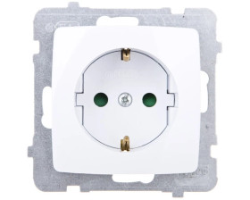 KARO Gniazdo pojedyncze z/u Schuko z przesłonami białe GP-1SSP/m/00