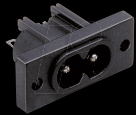 073390 AC power plug, C8, 2-pol., solder type