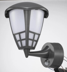 Oprawa elewacyjna TORA 8W z wymiennym źródłem LED na E27 z czujnikiem PIR LOB103