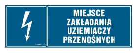 ZNAK - HH044 Miejsce zakładania uziemiaczy przenośnych - arkusz 8 naklejek - arkusz 8 naklejek 10 x 3,3 cm FN - Folia samoprzyle