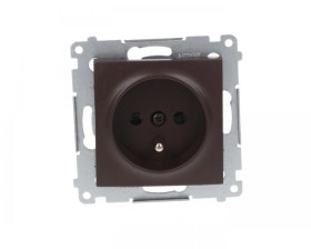 Simon 54 Gniazdo pojedyncze z/u 16A IP20 z przesłoną torów brąz mat DGZ1Z.01/46