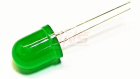 KTL100PGDI dioda LED 10mm, pure green dyfuzyjna, jasność 3,5cd