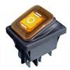 Przełącznik kołyskowy KCD5 podświetlany żółty wodoodporny 6-pin 3-pozycje 250VAC/16A 125VAC/20A