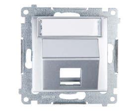 Simon 54 Pokrywa gniazda teleinformatycznego pojedynczego RJ skośna z polem opisowym srebrny mat DKP1S.01/43