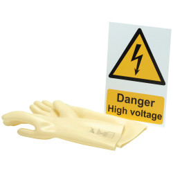 Draper Expert 99715 Electrical Insul Gloves &amp; 'Danger High Voltage' Hazard Sign