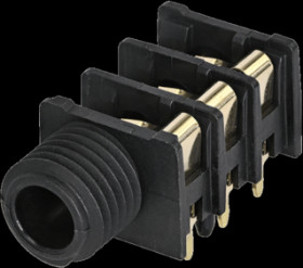 6.35 mm jack panel socket, 3 pole (stereo), PCB connection, PA, NRJ6HF-AU