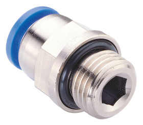 Adapter gwintowany prosty gwint – rura Wciskane 6 mm M6 RS PRO Gwint-przewód M6 męskie