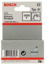 Zszywki z płaskiego drutu typ 51, 10 x 1 x 14 mm Bosch Accessories 2609200203, N/A, Wymiary (D x S) 14 mm x 10 mm, 1000