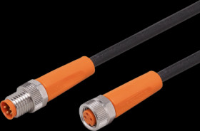 Sensor actuator cable, M8 cable plug, straight, A to M8 cable socket, straight, A, 3 pole/4 pole, 0.3 m, PUR, black, 3 A, EVC305