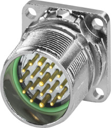 Flange socket, M23, 19 pole, crimp connection, standard/ONECLICK quick locking system, straight, 1718622
