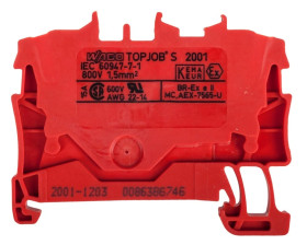 Złączka szynowa 2-przewodowa 1,5mm2 czerwona 2001-1203 TOPJOBS