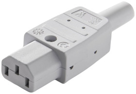 Gniazdo zasilające IEC Kaiser, 3-pin, 10 A, 250 V, proste, szare