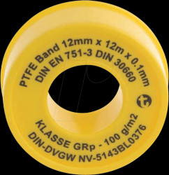 Sealing tape 12 mm, PTFE, 12 m roll dispenser