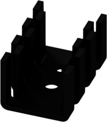 Finger shaped heatsink, (L x W x H) 28 x 18.5 x 15 mm, 17 K/W, black anodized, 10035012