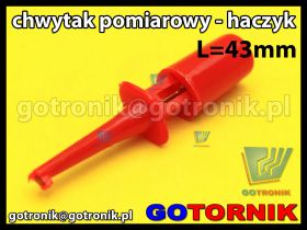 Chwytak pomiarowy haczyk L=43mm czerwony