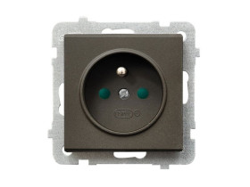 SONATA Gniazdo pojedyncze z uziemieniem z przesłonami czekoladowy metalik GP-1RZP/m/40 OSPEL