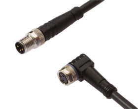 Złącze do samokonfekcjonowania M8 kątowe żeńskie 3-pinowe M8 męskie proste 3-pinowe 3x0,34mm² PUR IP67 VK150F70