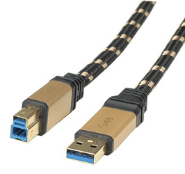 Kabel USB Złącze A USB A Złącze B USB B dł. 800mm Przewód USB USB 3.0 kolor: Czarny