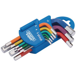 Draper Expert 66126 Metric Coloured Short Arm Hexagon Key Set (9 Piece)