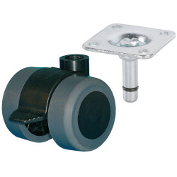 D&#xF6;rner &#x2B; helmer 761335 Twin Wheel Caster 35mm 70kg Load For Sensitive Floors