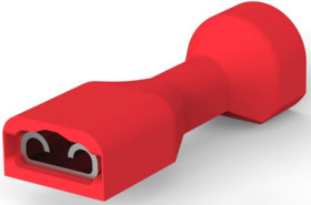 Insulated flat plug sleeve, 4.75 x 0.81 mm, 0.32 to 0.82 mm², AWG 22 to 18, brass, tin-plated, red, 2-520274-2