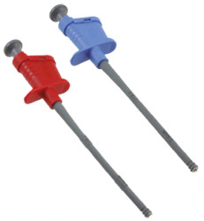 Zacisk do sond pomiarowych, Czerwone i niebieskie złącza bananowe z hakiem, do użytku z: Sonda do pomiaru temperatury