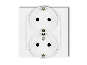 MINI Gniazdo podwójne z uziemieniem schuko (przesłony torów prądowych) biały MGP-2sp KARLIK