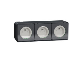 MUREVA STYL Gniazdo potrójne z uziemieniem IP55 antracyt MUR36037 SCHNEIDER ELECTRIC