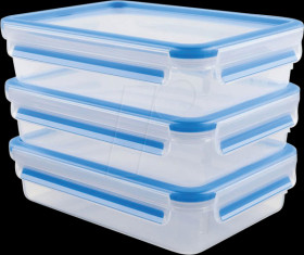 515645 EMSA CLIP &amp; CLOSE food storage container set, blue, 3x 1.2 l