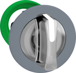 Toggle switch, 3 positions, illuminable, latching, waistband round, white, front ring gray, 45°, mounting Ø 30.5 mm, ZB5FK1513C0