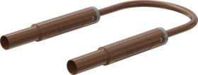 Safety measuring lead with (4 mm lamella plug, straight) to (4 mm lamella plug, straight), 1.5 m, brown, PVC, 1.0 mm², CAT IV, 6