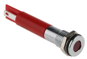 Lampka kontrolna do montażu panelowego 220V ac, czerwona 8mm LED Chrom RS PRO