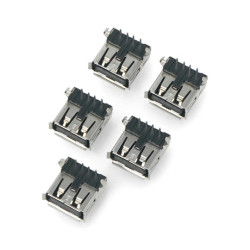 Gniazdo USB typu A - żeńskie THT - 5szt.