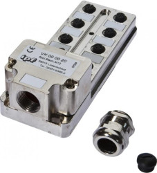 VK000020, rozdzielacz, 8x M12 5pin, odlew cynkowy, M20 x 1,5 Z wyświetlaczem LED