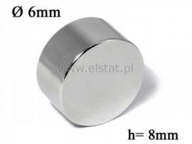 Magnes neodymowy okrągły 6x8mm