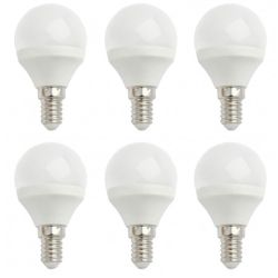 Żarówka LED E14 230V 6W kula 520lm ciepła [komplet 6szt]