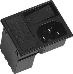 złącze męskie do wbudowania pionowego C14 2 + PE 10 A czarny K & B 42R3731404150 1 szt.