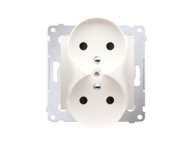 SIMON 54 Gniazdo podwójne z uziemieniem z przesłonami podwójne do RAMEK zaciski śrubowe krem DGZ2MZN.01/41 KONTAKT SIMON