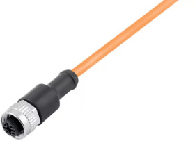 Sensor actuator cable, M12-cable socket, straight to open end, 3 pole, 2 m, PUR, orange, 4 A, 77 3430 0000 80003-0200