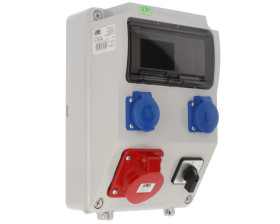 Zestaw zasilający PRYMA 9D skośna 16A/5P + 2x230V + wyłącznik 0-1 IP44 E930110520