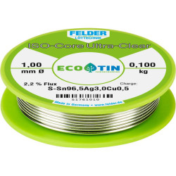 Felder 51761010 ISO-Core Solder Reel Sn96.5Ag3Cu0.5 1mm Lead-Free 0.1kg