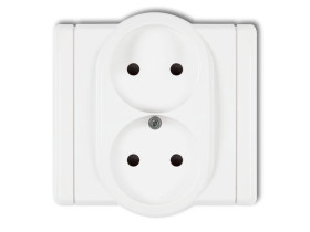 FLEXI Gniazdo podwójne bez uziemienia (przesłony torów prądowych) biały FGP-2p KARLIK