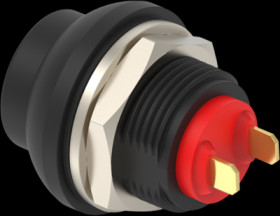 Pushbutton, 1 pole, black, unlit , 0.12 A/125 VAC, 0.2 A/50 VDC, 13.6 mm, IP68, 2-2329328-1