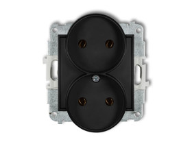 MINI Gniazdo podwójne bez uziemienia do ramki (bez przesłon torów prądowych) czarny mat 12MGPR-2 KARLIK